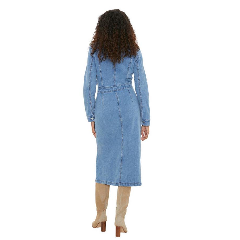 Dorothy Perkins Langärmliges Denim Hemdblusenkleid  