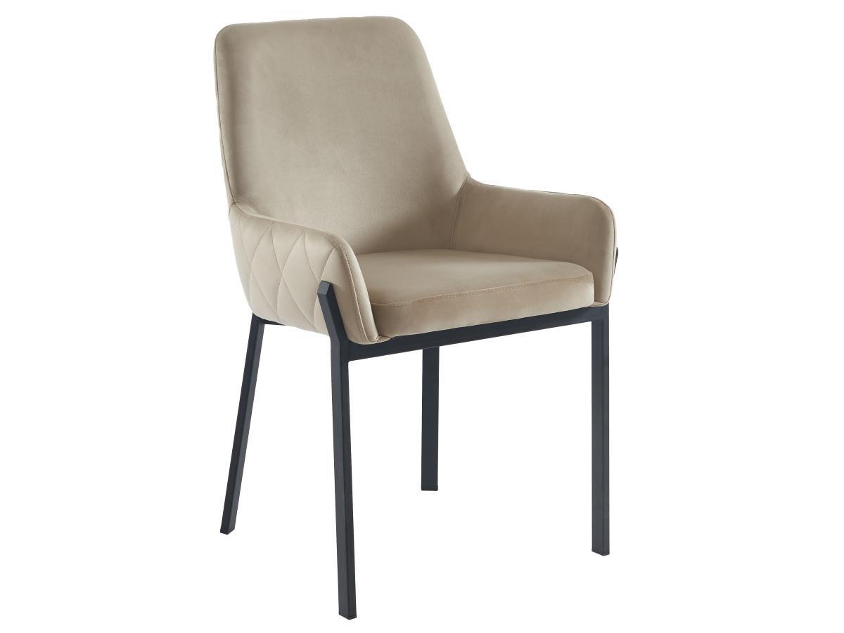 PASCAL MORABITO Lot de 6 chaises avec accoudoirs en velours et métal - Beige - CAROLONA de Pascal MORABITO  