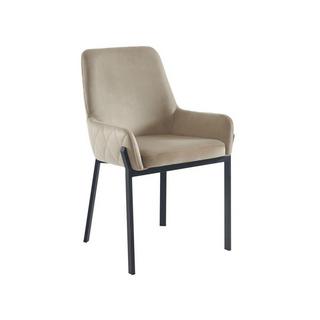 PASCAL MORABITO Lot de 6 chaises avec accoudoirs en velours et métal - Beige - CAROLONA de Pascal MORABITO  