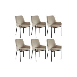 PASCAL MORABITO Lot de 6 chaises avec accoudoirs en velours et métal - Beige - CAROLONA de Pascal MORABITO  