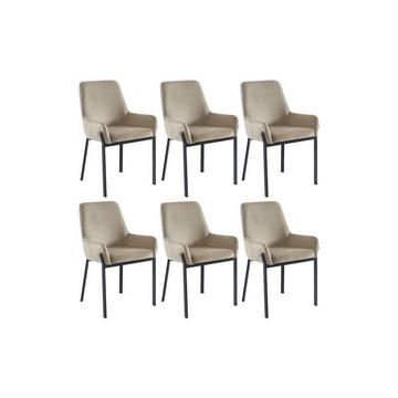 Lot de 6 chaises avec accoudoirs en velours et métal - Beige - CAROLONA de Pascal MORABITO