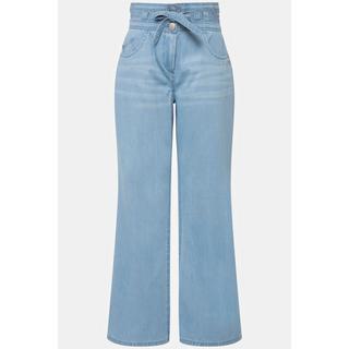 Ulla Popken  Jeans modello Mary con taglio scampanato, cintura elastica e cintura da annodare 