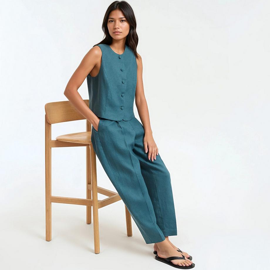 La Redoute Collections  Zigarettenhose mit Abnähern aus Leinen 