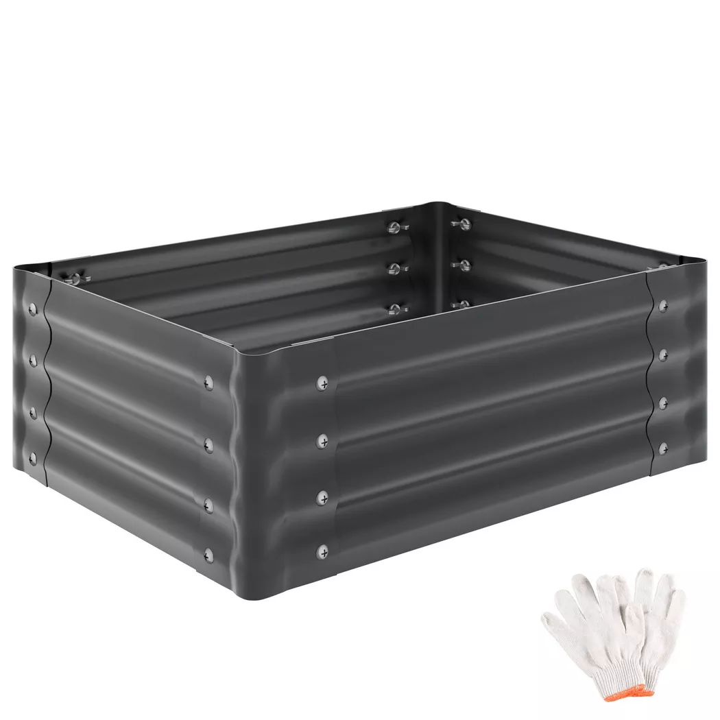 tectake Raised Garden Bed Salvia Galvanized Steel 80 X 60 X 30 Cm in Grey
