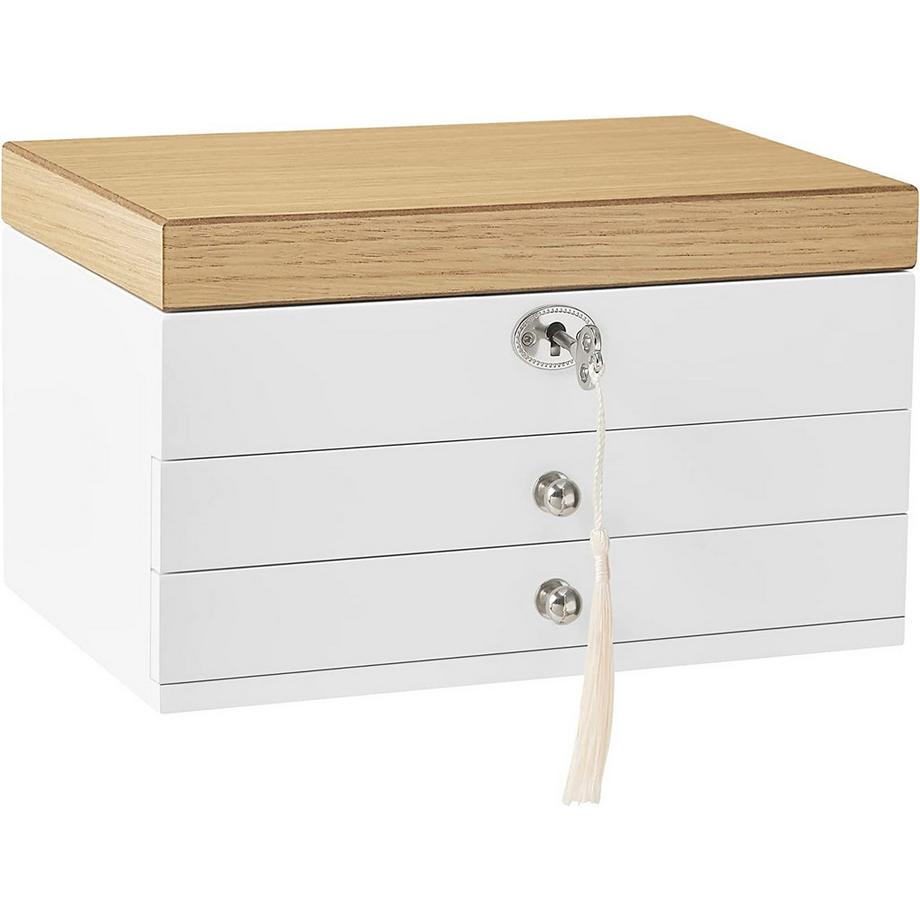 Pricenet  Elegante 3-stöckige Schmuckschatulle mit Spiegel und Samtfutter 