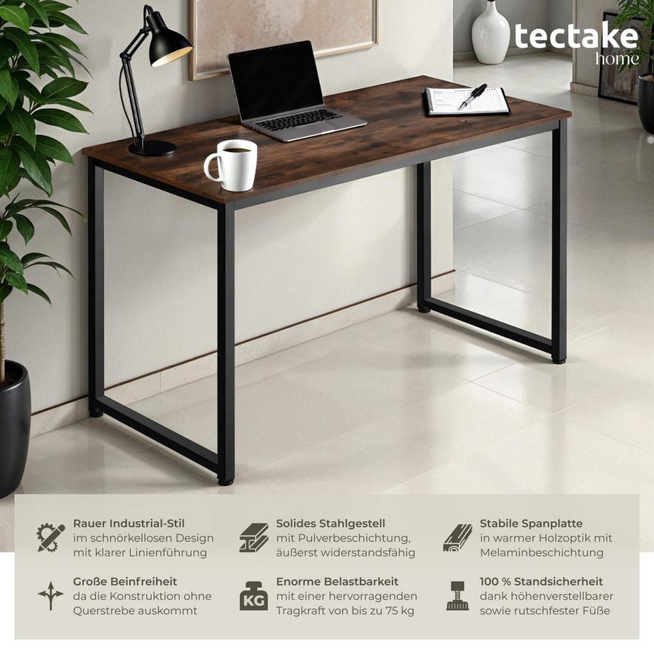 Tectake Schreibtisch Flint Industrial Style Holz und Stahl  