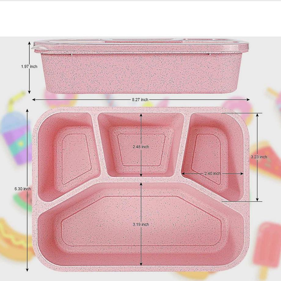 Northix Lebensmittelbox mit 4 Fächern – biologisch abbaubarer Kunststoff  