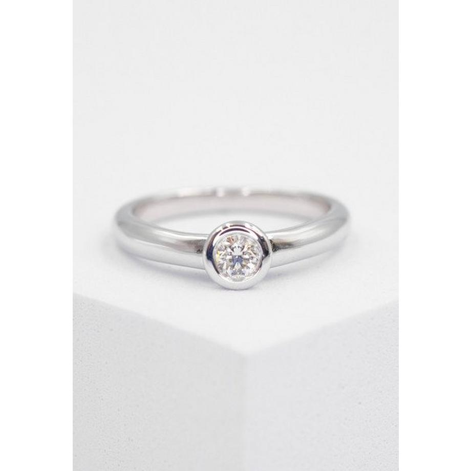 MUAU Schmuck  Solitaire Ring Diamant 0.20ct. Weissgold 750 