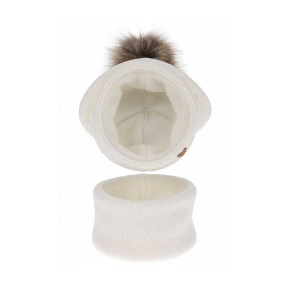 Maxte  Ensemble d’hiver pour fille : bonnet  et écharpe tube avec pompon Francesca 
