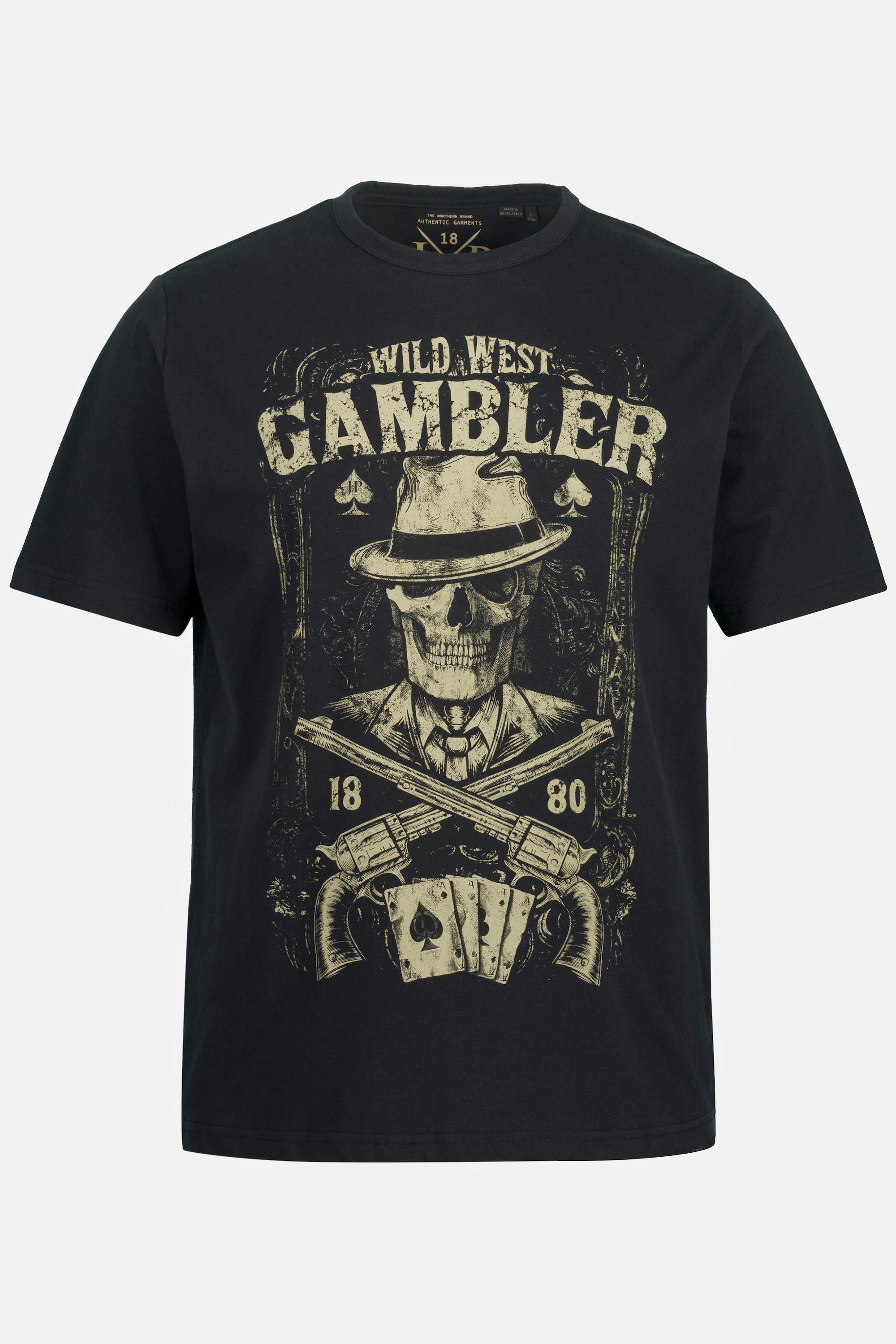 JP1880  T-Shirt, Motorrad, Gambler Print, Halbarm 