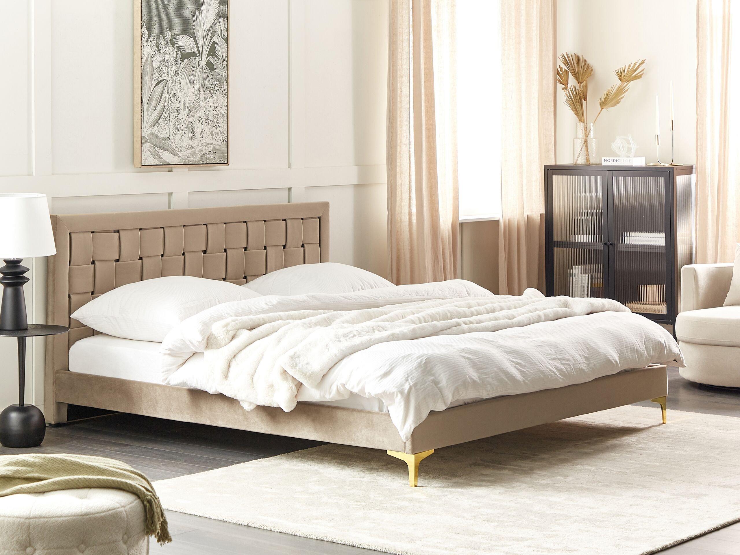 Beliani Bett mit Lattenrost aus Samtstoff Modern LIMOUX  