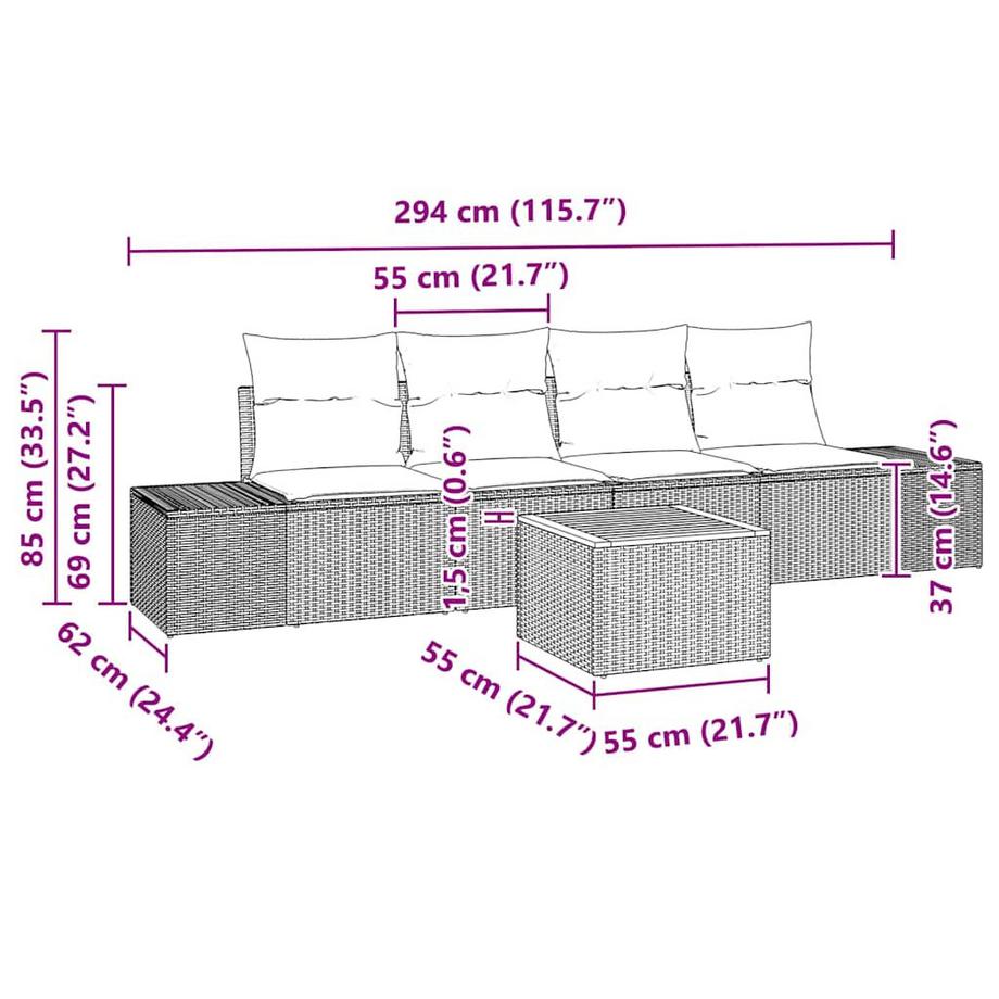VidaXL Set Divano da Giardino Polyrattan  