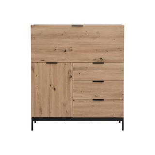 Vente-unique Secrétaire avec 2 porte et 3 tiroirs - MDF et métal - Coloris : Naturel - ERWIN  