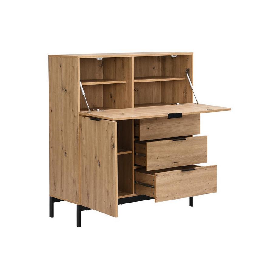 Vente-unique Scrivania con 2 ante e 3 cassetti MDF e Metallo Naturale - ERWIN  