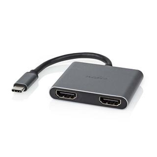 Nedis  USB-Multi-Port-Adapter | USB 3.2 Gen 1 | USB-C™ Male | 2x HDMI™ | 0,10 m | Rund | Vernickelt | PVC | Schwarz | Umschlag 