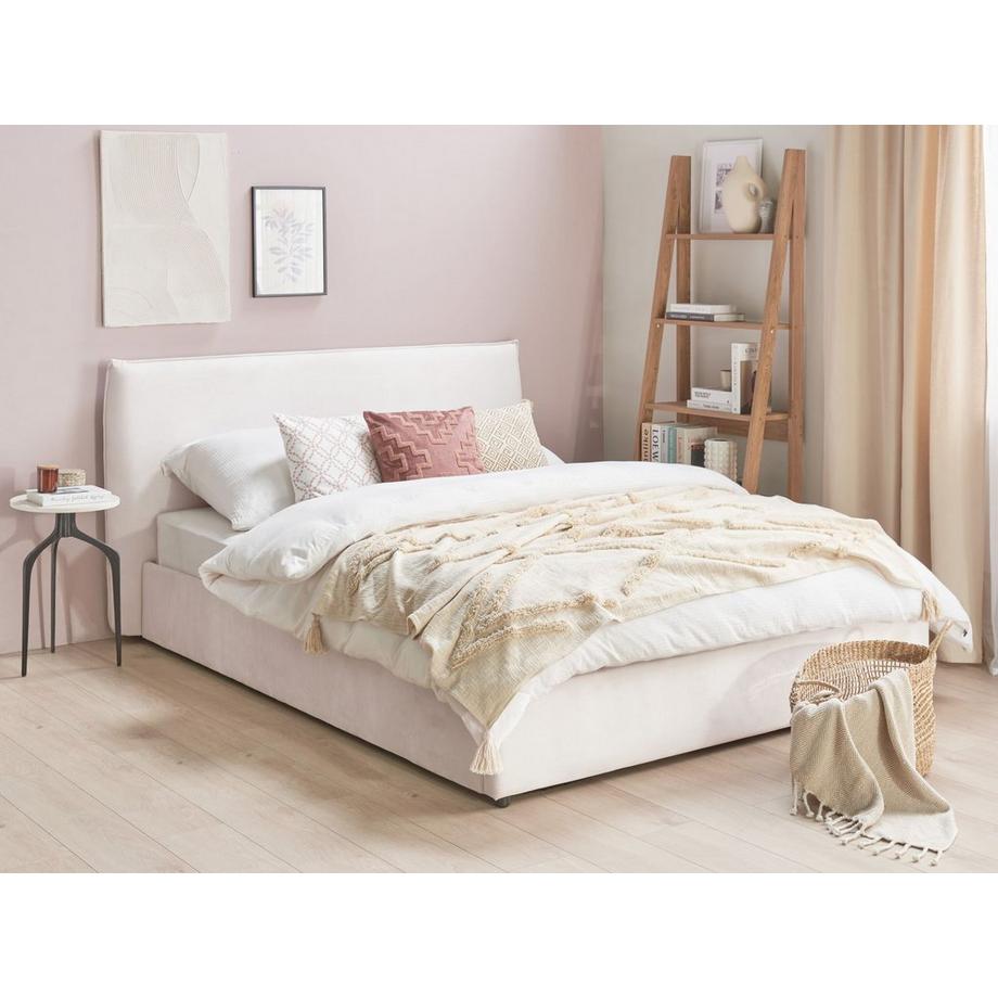 Beliani Lit avec coffre de rangement en Velours Traditionnel LAVAUR  