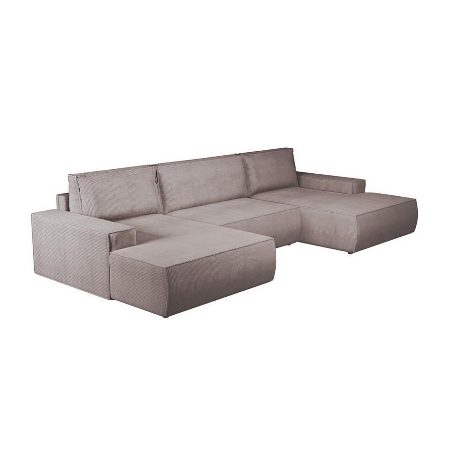 Vente-unique Große Wohnlandschaft mit Schlaffunktion - Cord - Hellviolett - AMELIA  