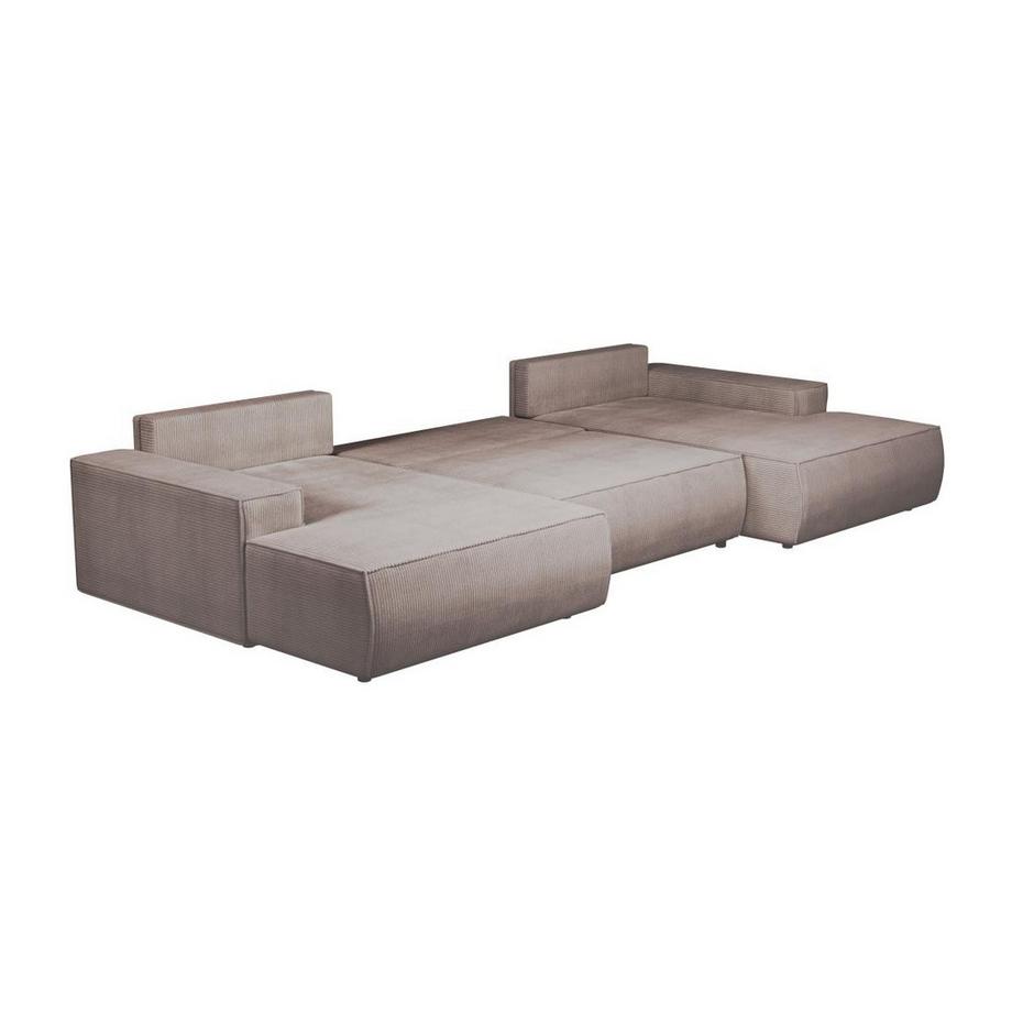 Vente-unique Große Wohnlandschaft mit Schlaffunktion - Cord - Hellviolett - AMELIA  