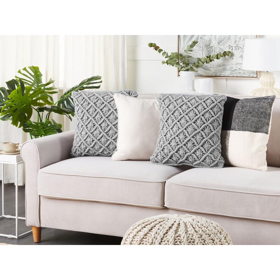 Beliani Lot de 2 coussins décoratifs en Coton Boho KIZKALESI  