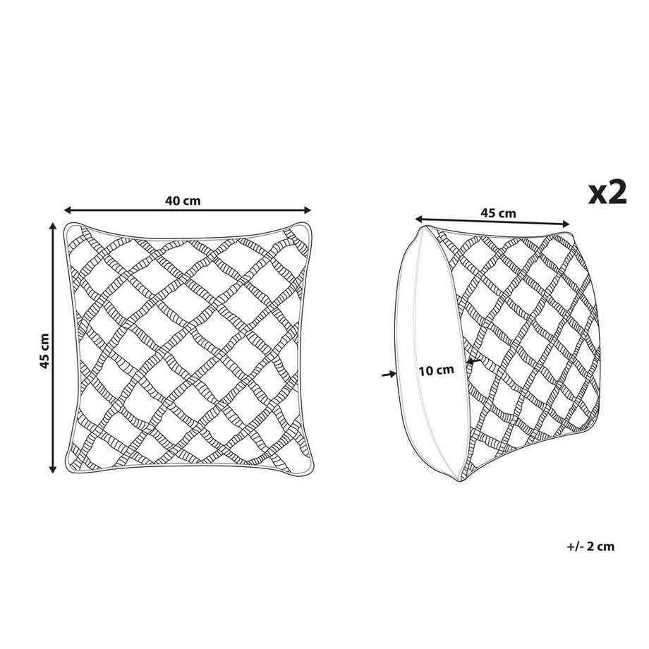 Beliani Lot de 2 coussins décoratifs en Coton Boho KIZKALESI  