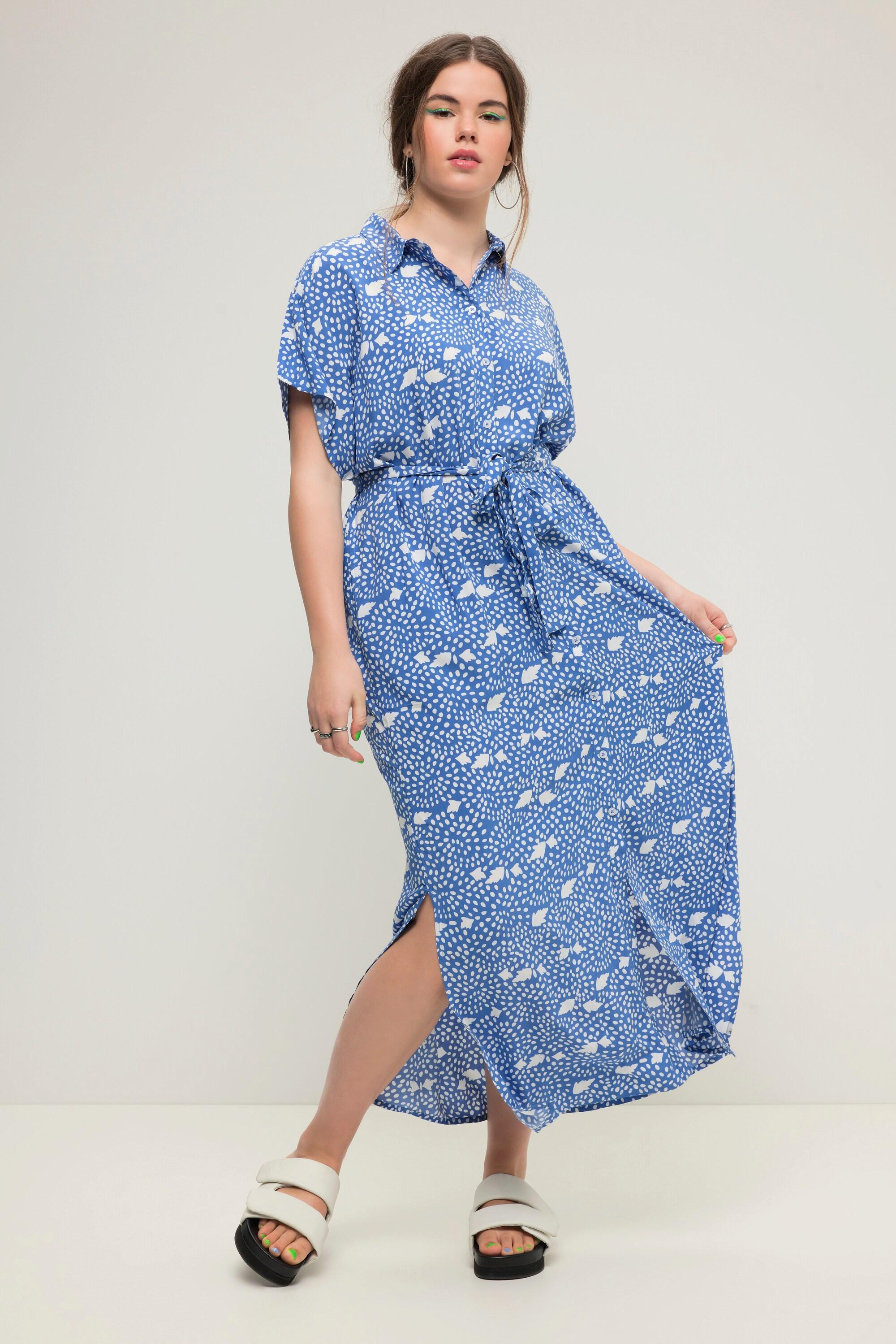 Studio Untold  Maxikleid, oversized, Allover-Print, Hemdkragen, Knopfleiste 