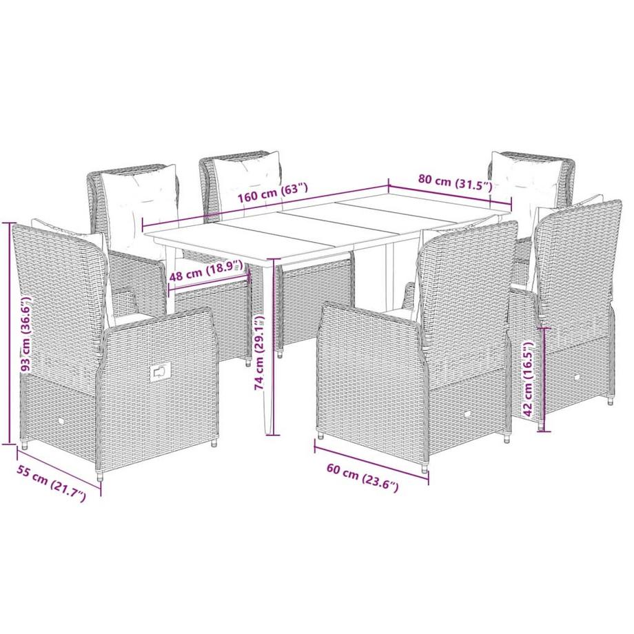 VidaXL set da pranzo da giardino Polirattan  
