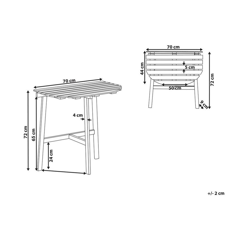 Beliani Outdoor Bistrotisch aus Akazienholz Rustikal OSIGO  