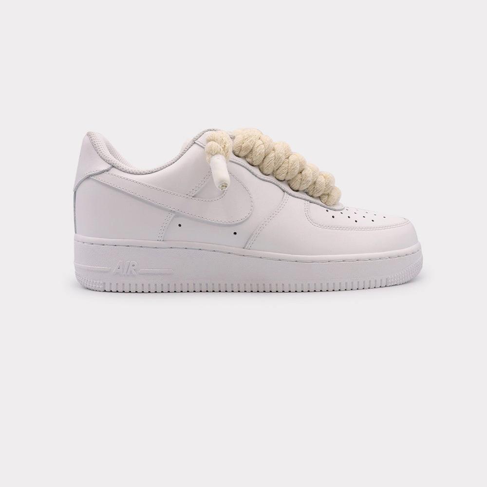 NIKE  Air Force 1 White - Rope Lace Beige 