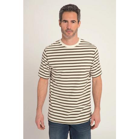 JP1880  T-shirt a righe con scollo a girocollo e mezze maniche 