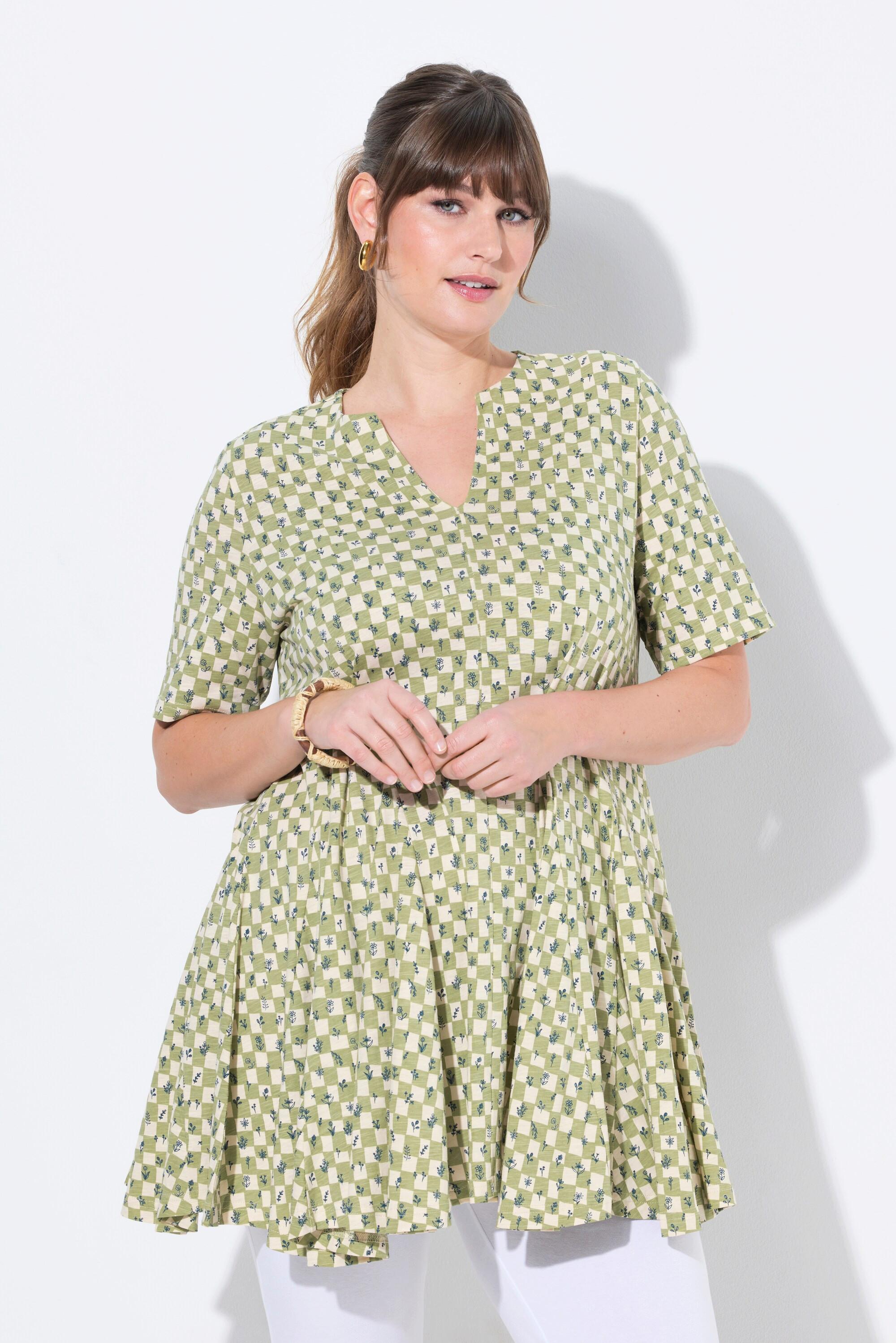 Ulla Popken T-Shirt Scollo Tunica Manica Corta Svasata  