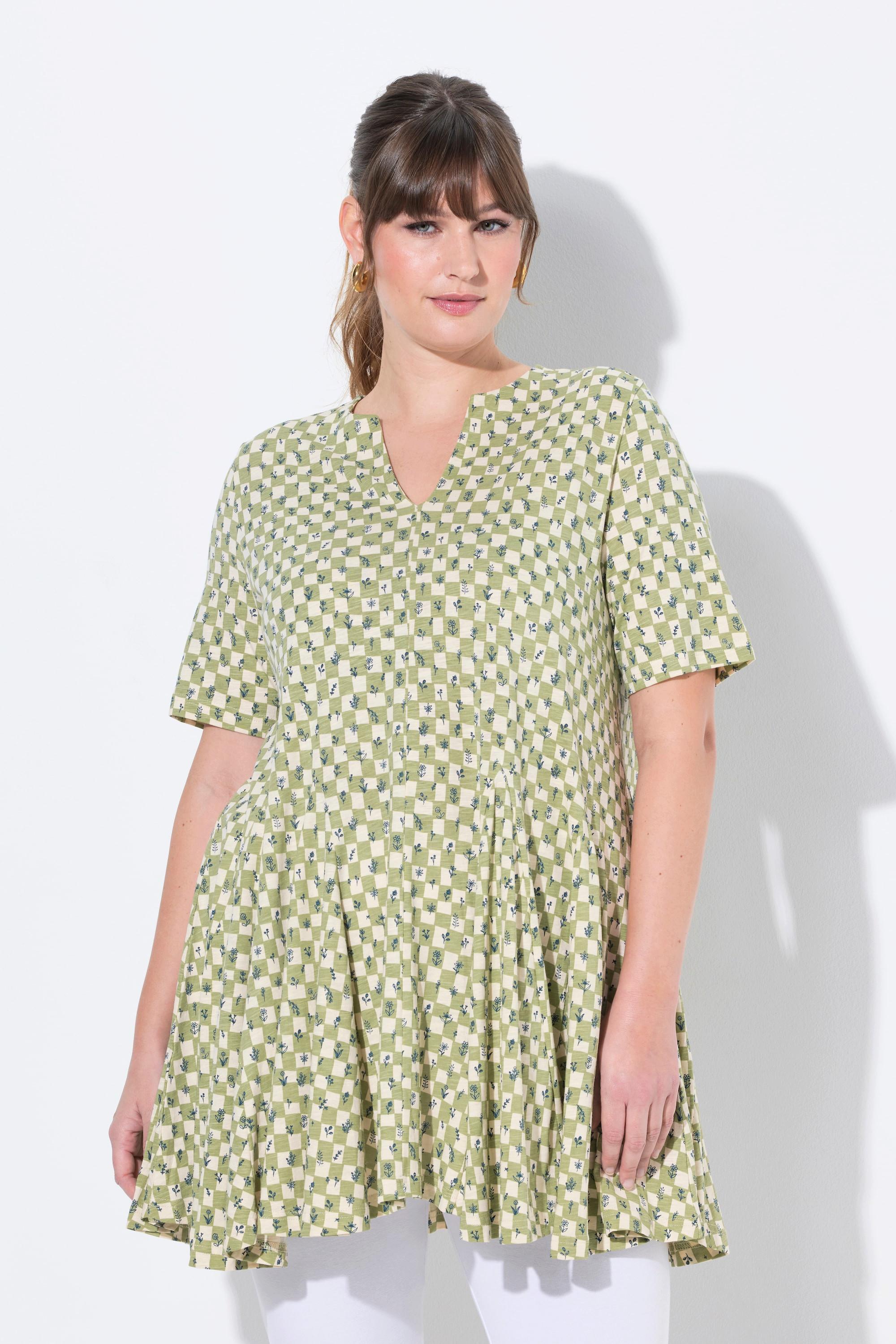 Ulla Popken T-Shirt Scollo Tunica Manica Corta Svasata  