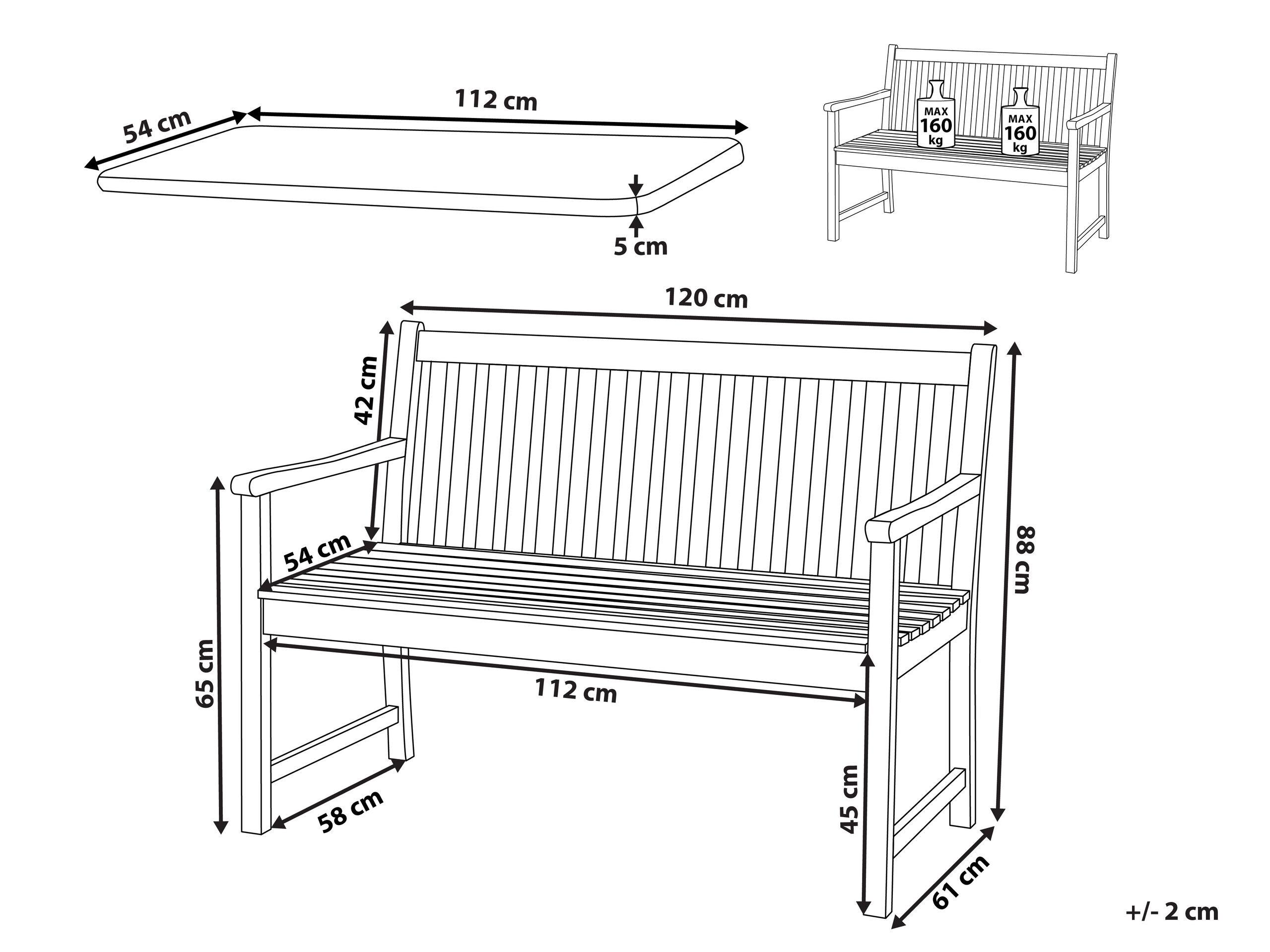 Beliani Pancha da giardino con cuscino en Legno d'acacia certificato FSC® Classico VIVARA  