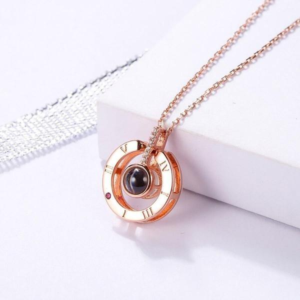 eStore  Collier, je t'aime en 100 langues - Or rose 