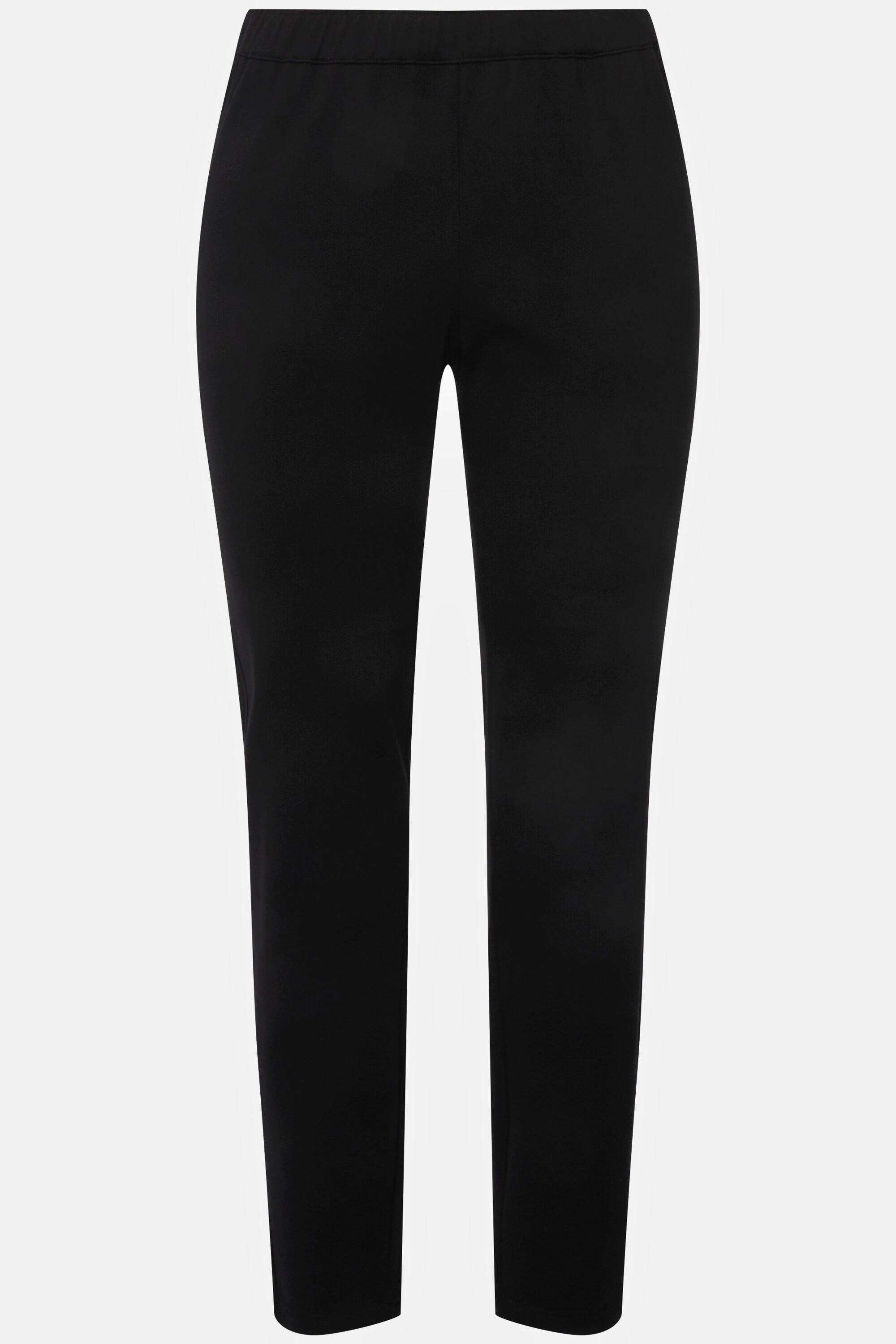 Ulla Popken  Pantalon en point de Rome Sienna, coupe slim et taille élastique 