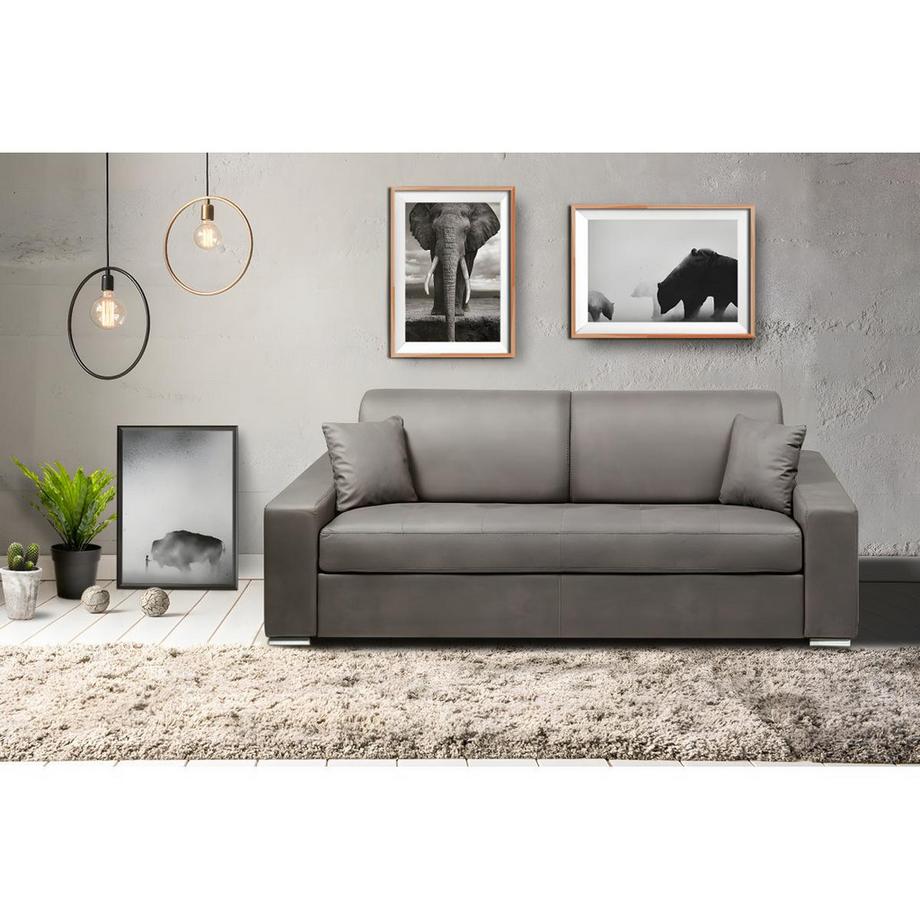 Vente-unique Schlafsofa 4Sitzer Stoff Liegefläche mit Lattenrost mit breiten LattenMatratze EMIR  
