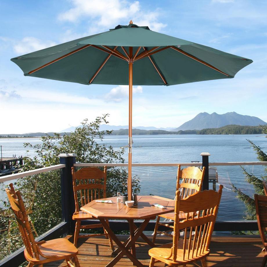 Northio Parasol En Bois Parasol En Bois Parasol De Jardin Parasol De Balcon 2,5 M Vert Foncé  