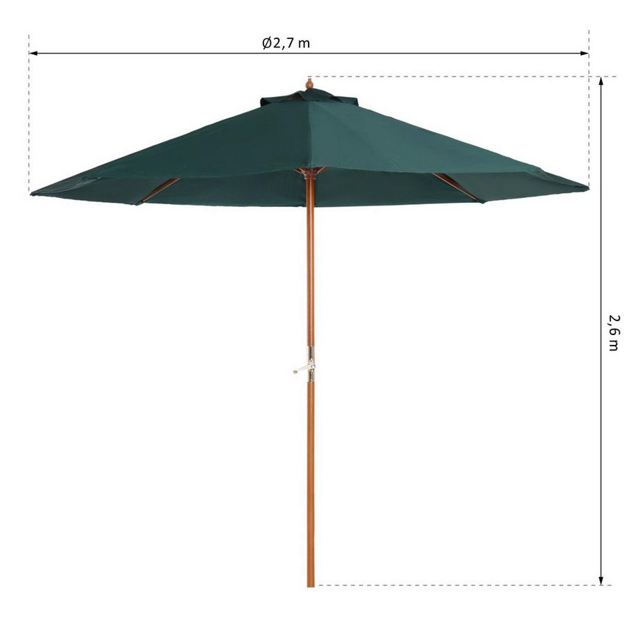 Northio Parasol En Bois Parasol En Bois Parasol De Jardin Parasol De Balcon 2,5 M Vert Foncé  