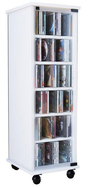 VCM CD Regal Holz Valenza | CD Schrank mit Glastüren für 204 CDs oder 72 DVDs | Maße: H. 98 x B. 31 x T. 35 cm | Elegantes DVD Regal mit Rollen | Blu ray  