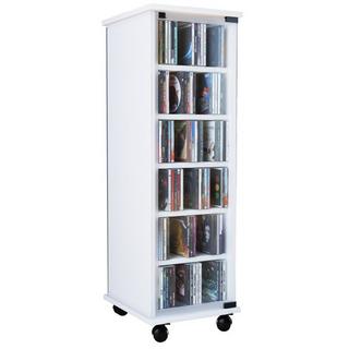 VCM CD Regal Holz Valenza | CD Schrank mit Glastüren für 204 CDs oder 72 DVDs | Maße: H. 98 x B. 31 x T. 35 cm | Elegantes DVD Regal mit Rollen | Blu ray  