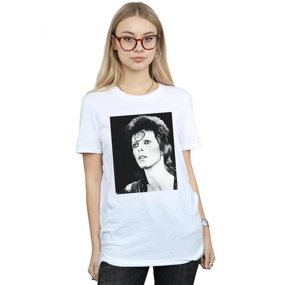 David Bowie Looking Imprimé Graphique Boyfriend Fit T-Shirt  
