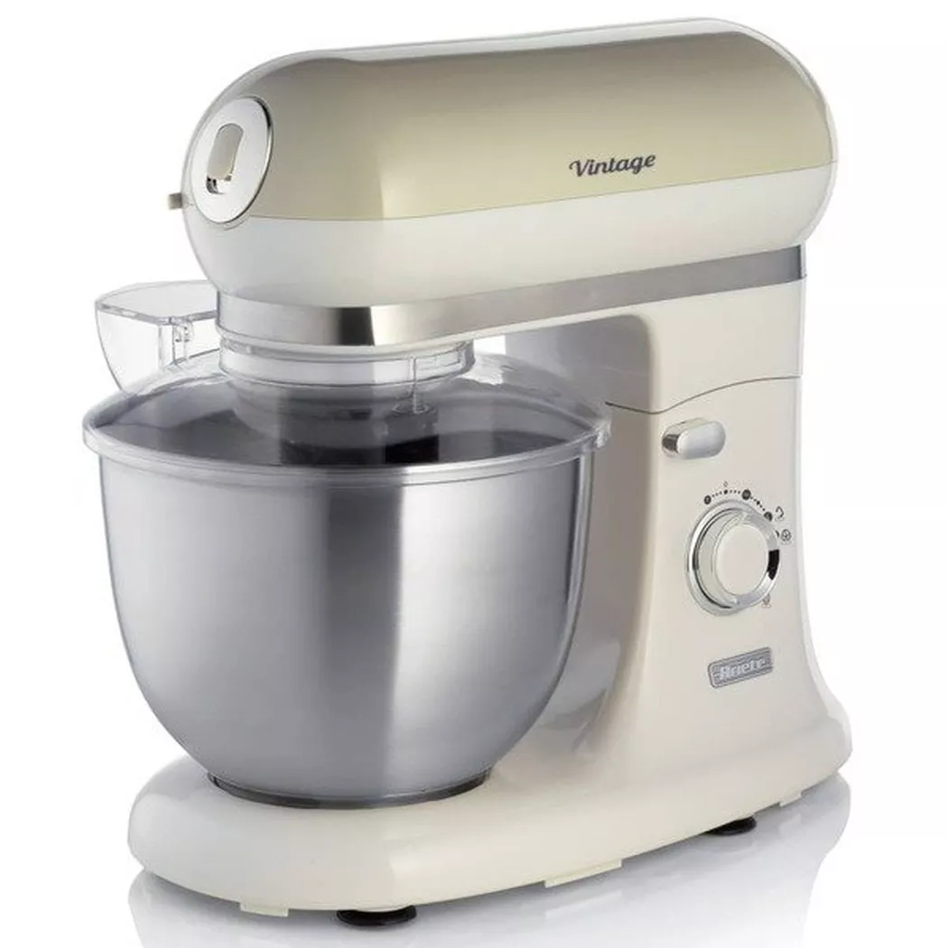 Ariete 1588 Vintage Mixer, Planetary Mixer for bread, pizza, cakes and pastries,5.5 L Capacity, 7 speeds, 2400 Watts, Pastel Beige