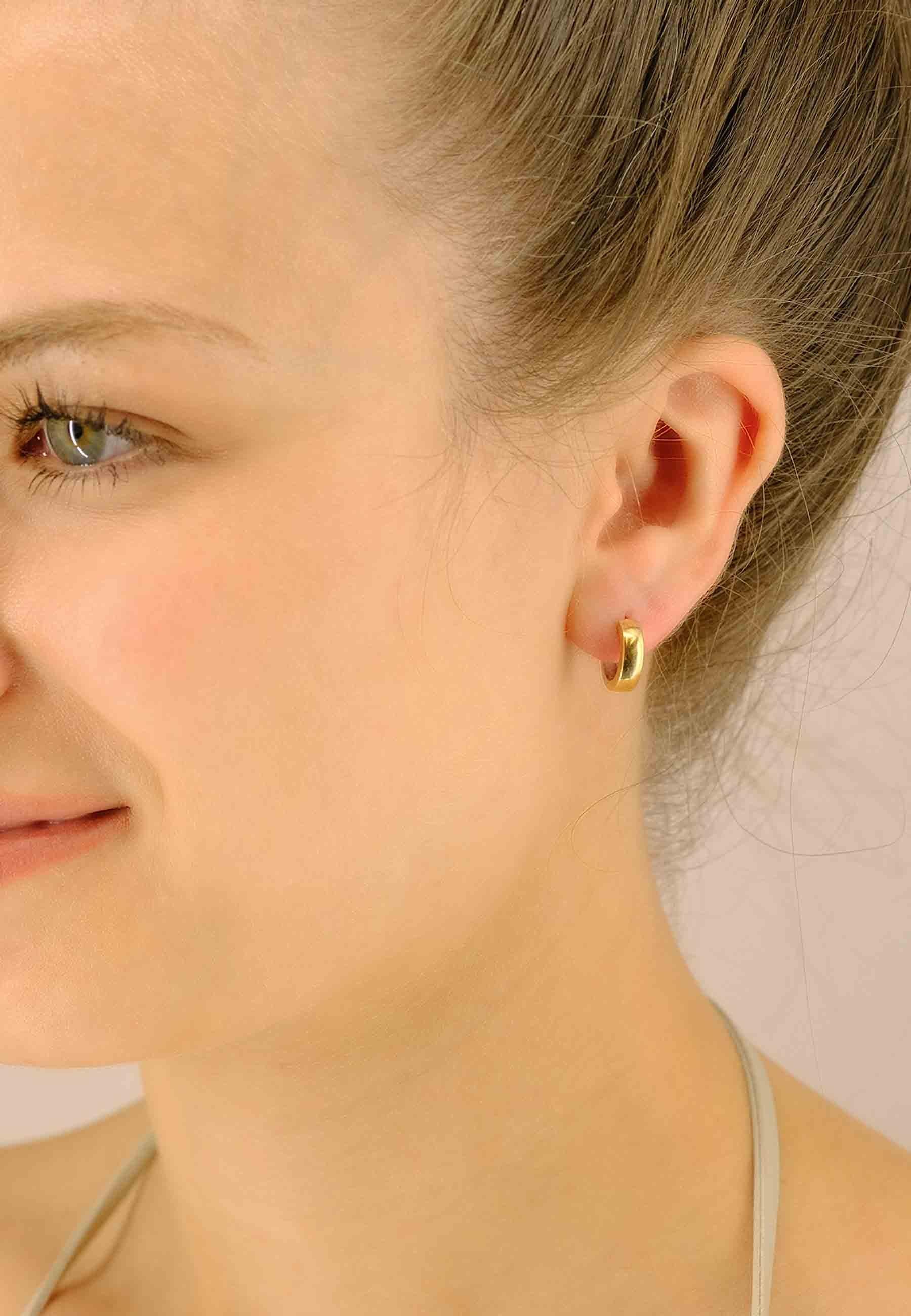 MUAU Schmuck  Creolen Bicolor Gelb-/Weissgold 750 U-Profil Scharnier 12.5mm 