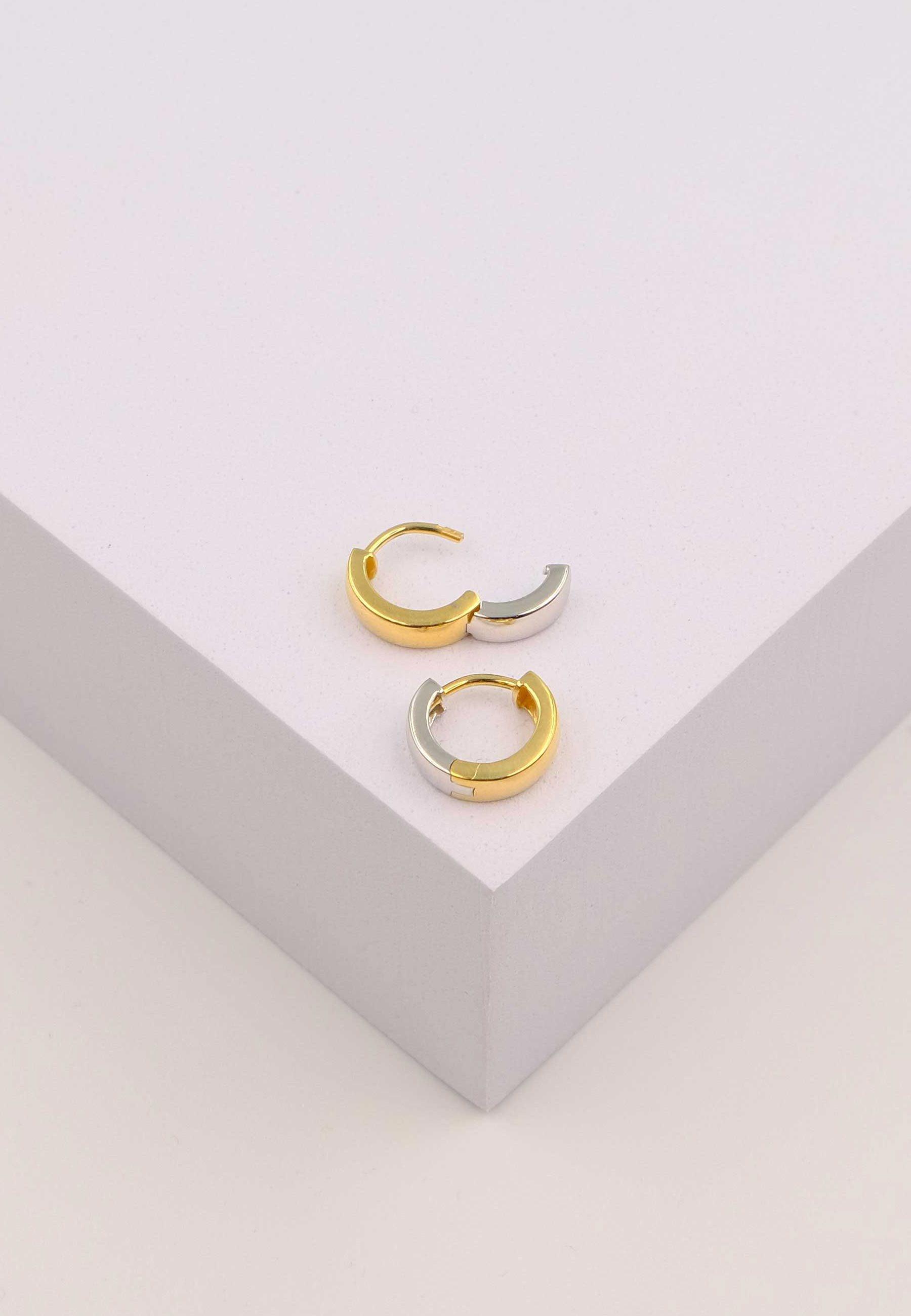 MUAU Schmuck  Creolen Bicolor Gelb-/Weissgold 750 U-Profil Scharnier 12.5mm 