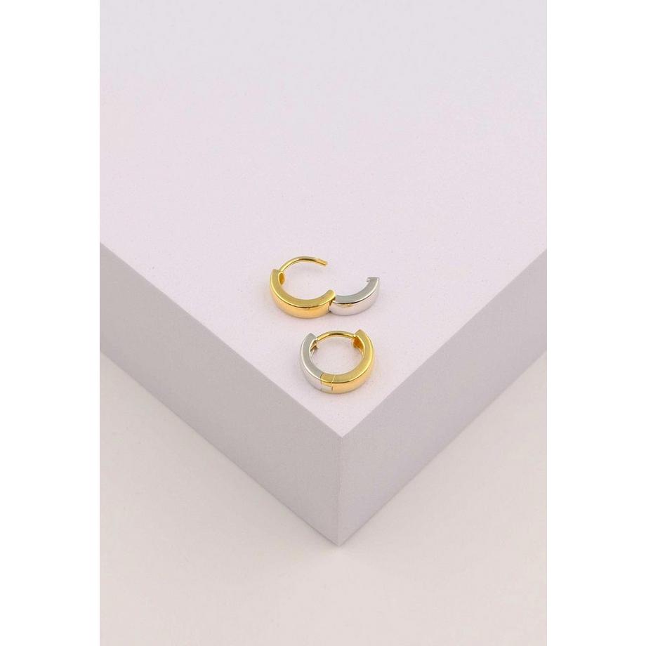 MUAU Schmuck  Créoles bicolores jaune/blanc or 750 Charnière profilée en U 12,5mm 