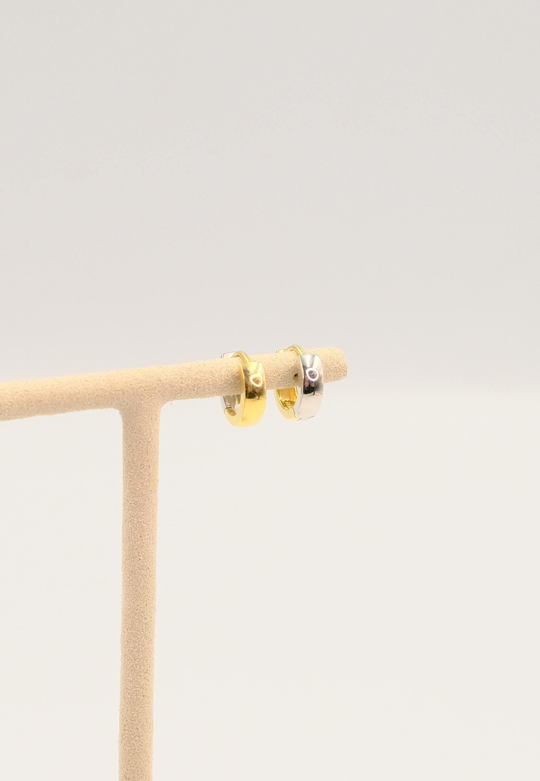 MUAU Schmuck  Creolen Bicolor Gelb-/Weissgold 750 U-Profil Scharnier 12.5mm 