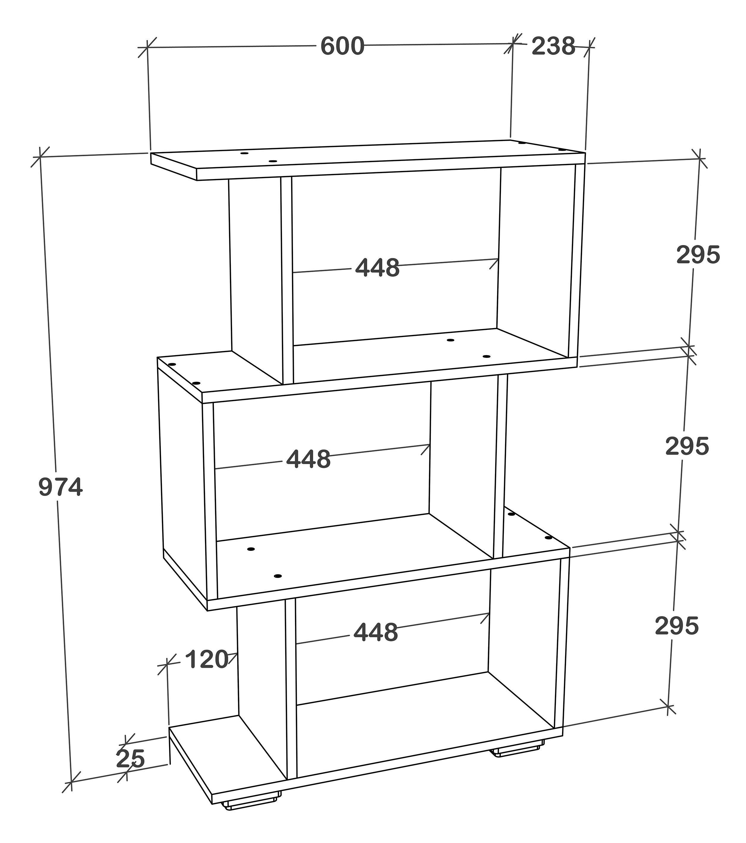 VCM Séparation de pièce en bois Étagère sur pied Étagère à livres déco Étagère sur pied Palusa M  