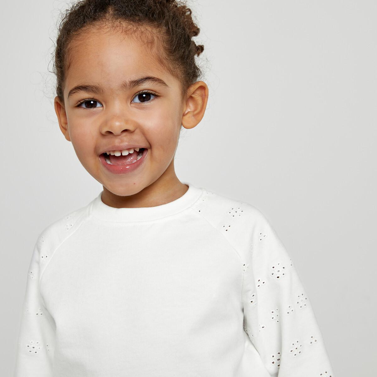 La Redoute Collections  Sweat col rond en molleton et broderie anglaise 