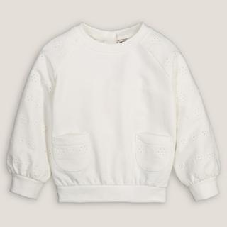 La Redoute Collections  Sweat col rond en molleton et broderie anglaise 