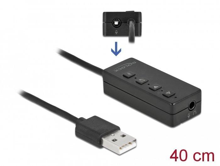 DeLock  DeLOCK Adattatore USB per cuffie e microfono con 2 jack stereo da 3,5 mm per Windows e Mac OS 