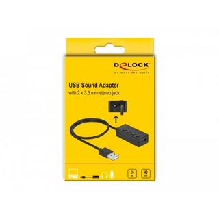 DeLock  DeLOCK Adattatore USB per cuffie e microfono con 2 jack stereo da 3,5 mm per Windows e Mac OS 